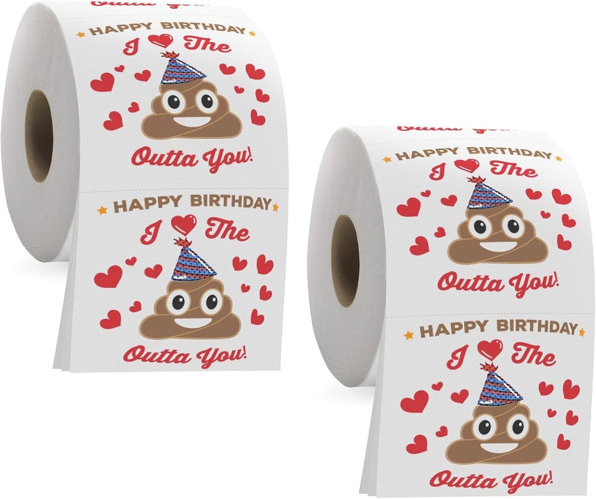 2 Rollen Toiletpapier met Poep Patroon - Leuk Cadeau voor Verjaardag, Creatieve Toiletdecoratie en Originele Grappen