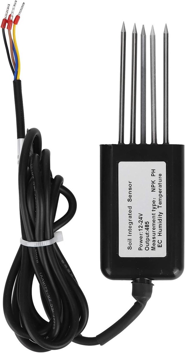Uitgebreide bodemsensor voor temperatuur, vochtigheid en EC-meting - RS485 5-pin PH NPK detector en tester