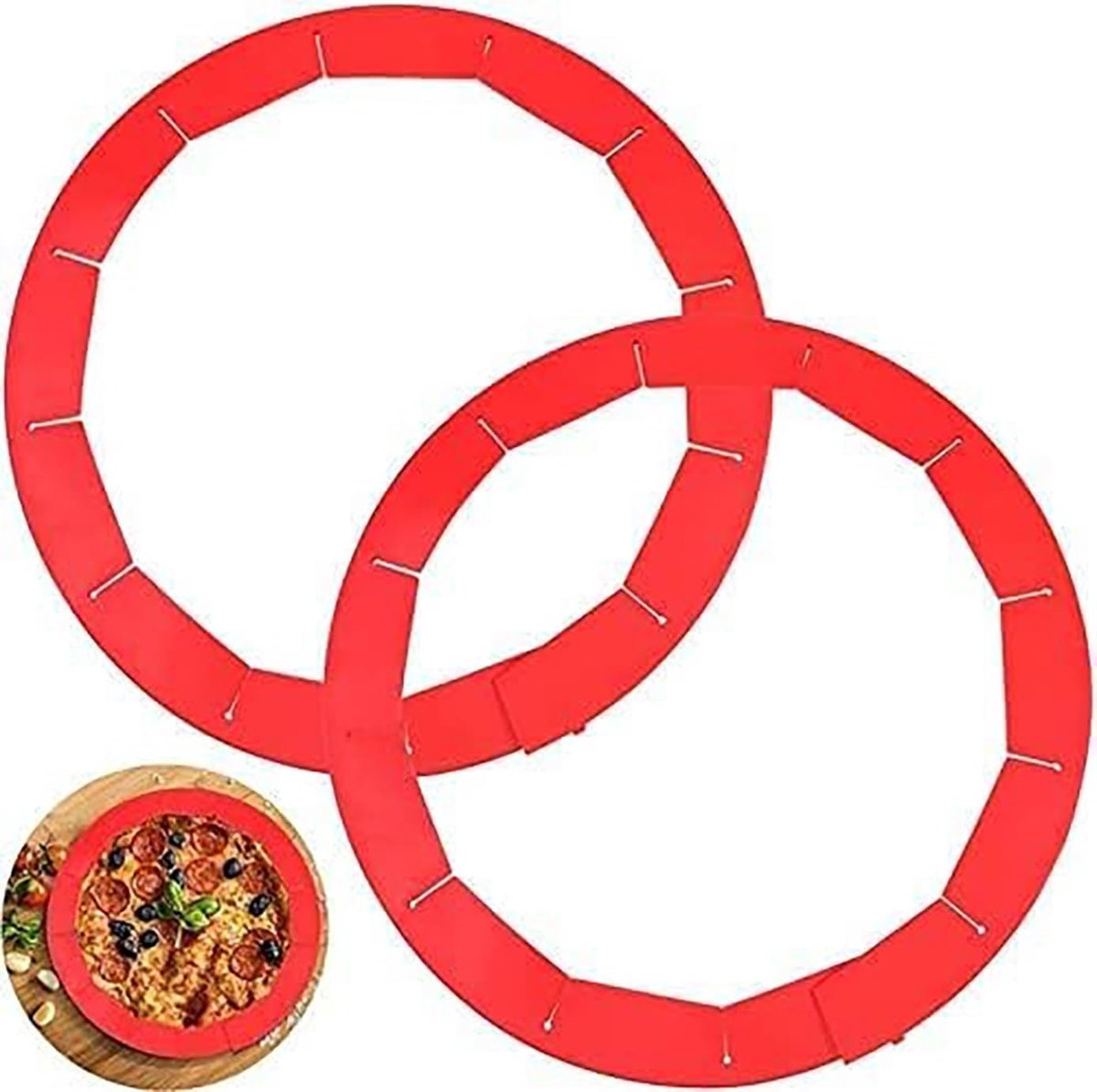 Verstelbare taartkorf beschermers set van 2, silicone beschermers voor het bakken van taarten en pizza's, geschikt voor taarten van 20-29 cm