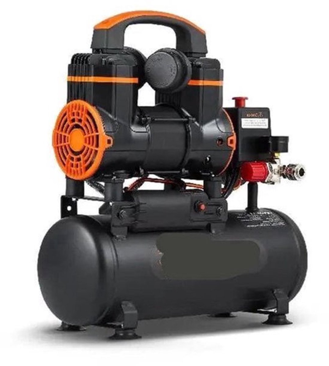 Luchtcompressor - Stille Compressor - Luchtpomp - Olievrije Draagbare Compressor - 8L - 900W - voor Huis, Banden en Hobbygebruik - Bandenpomp