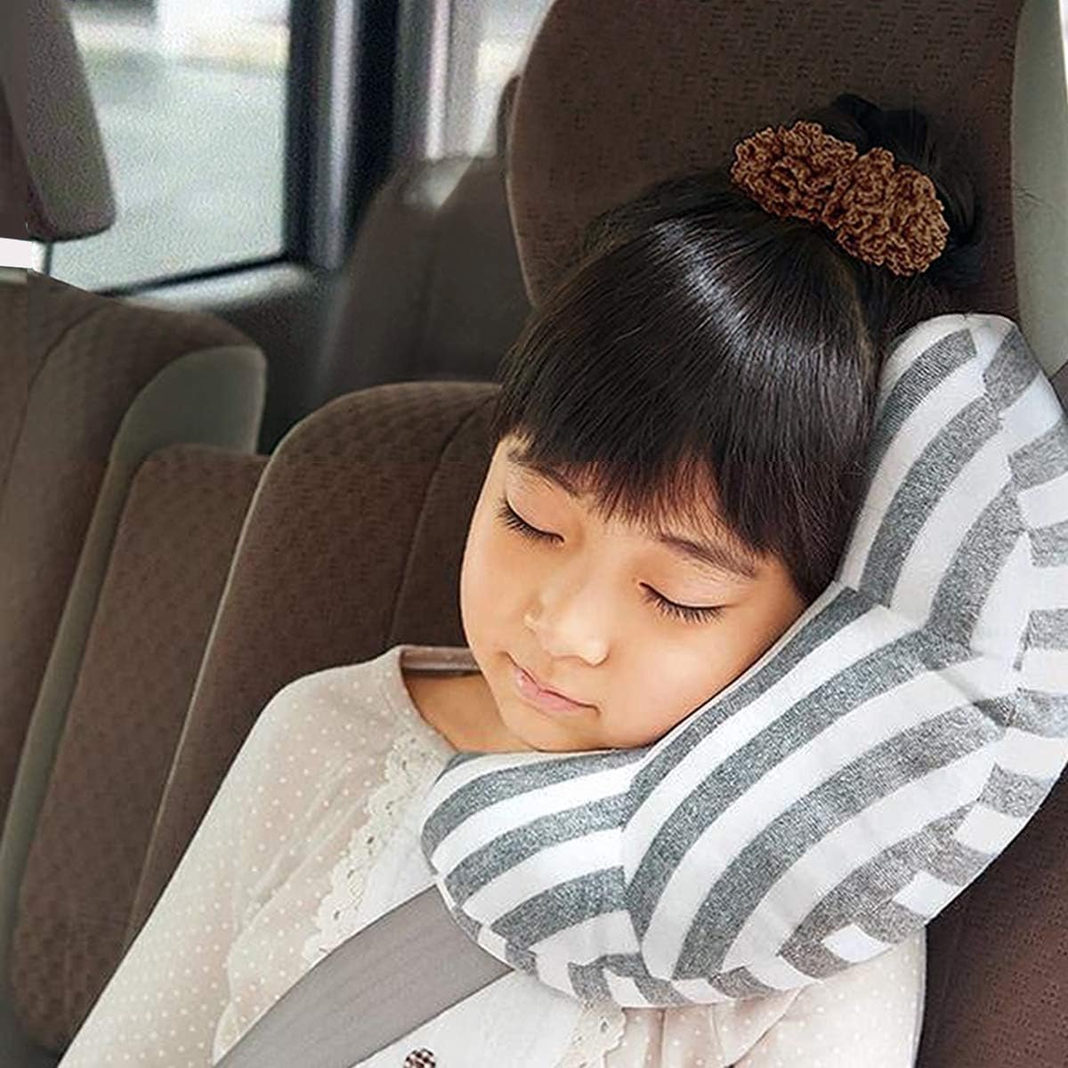 Autokussen voor kinderen, auto-adapter kinderkussen, neksteunkussen, schouderkussens voor autogordelbeschermer, schouderkussen (grijs)