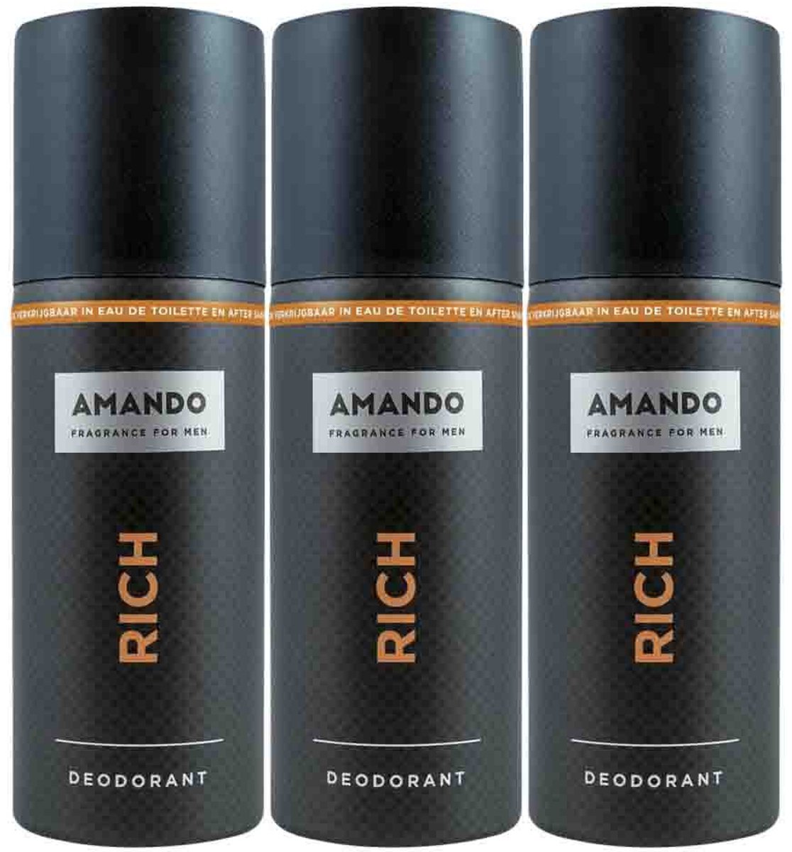 Amando Deodorant Rich - 3 x 150 ml - Voordeelverpakking