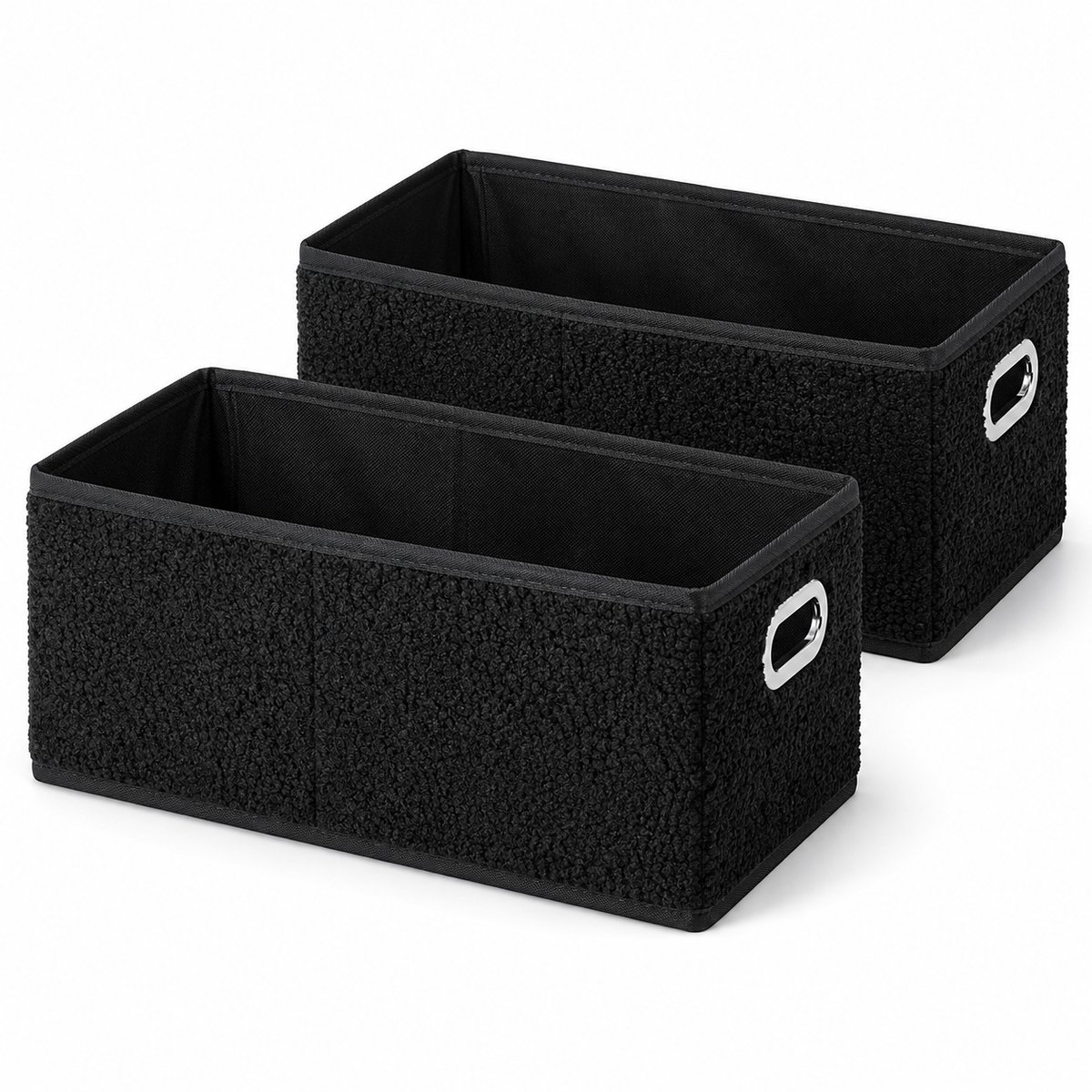 Opbergmand Zwart – 2 Stuks – 31 x 15 x 15 cm – Opvouwbare Opbergbox met Handgrepen – Organizer voor Kast & Auto