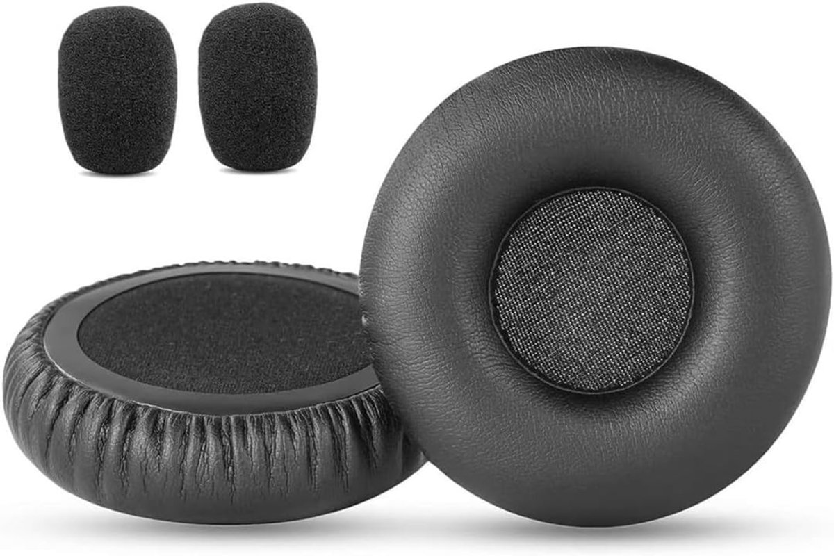 Vervangende Oorkussens voor Hoofdtelefoons - Zacht Echte Leer, Hoge Dichtheid Schuim, Extra Dikte, 2 Stuks van 2.16 Inch