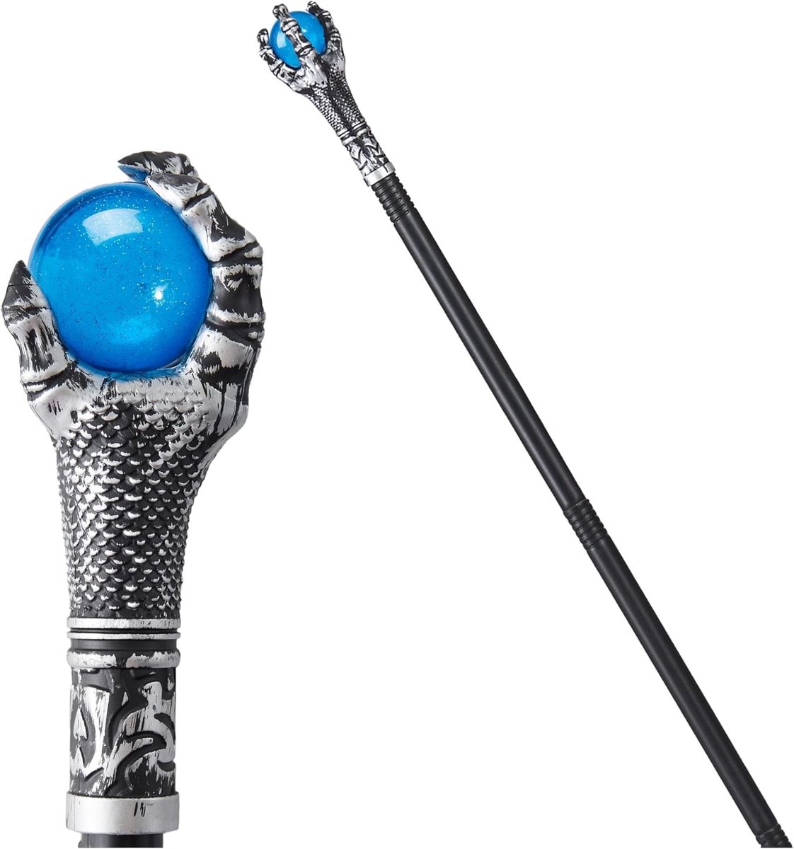 Halloween Toverstaf met Blauwe Vuur Draak Klauw, Perfect voor Boze Tovenaar en Heksen Kostuum Accessoires, Ideaal voor Spelletjes en Verkleedfeestjes