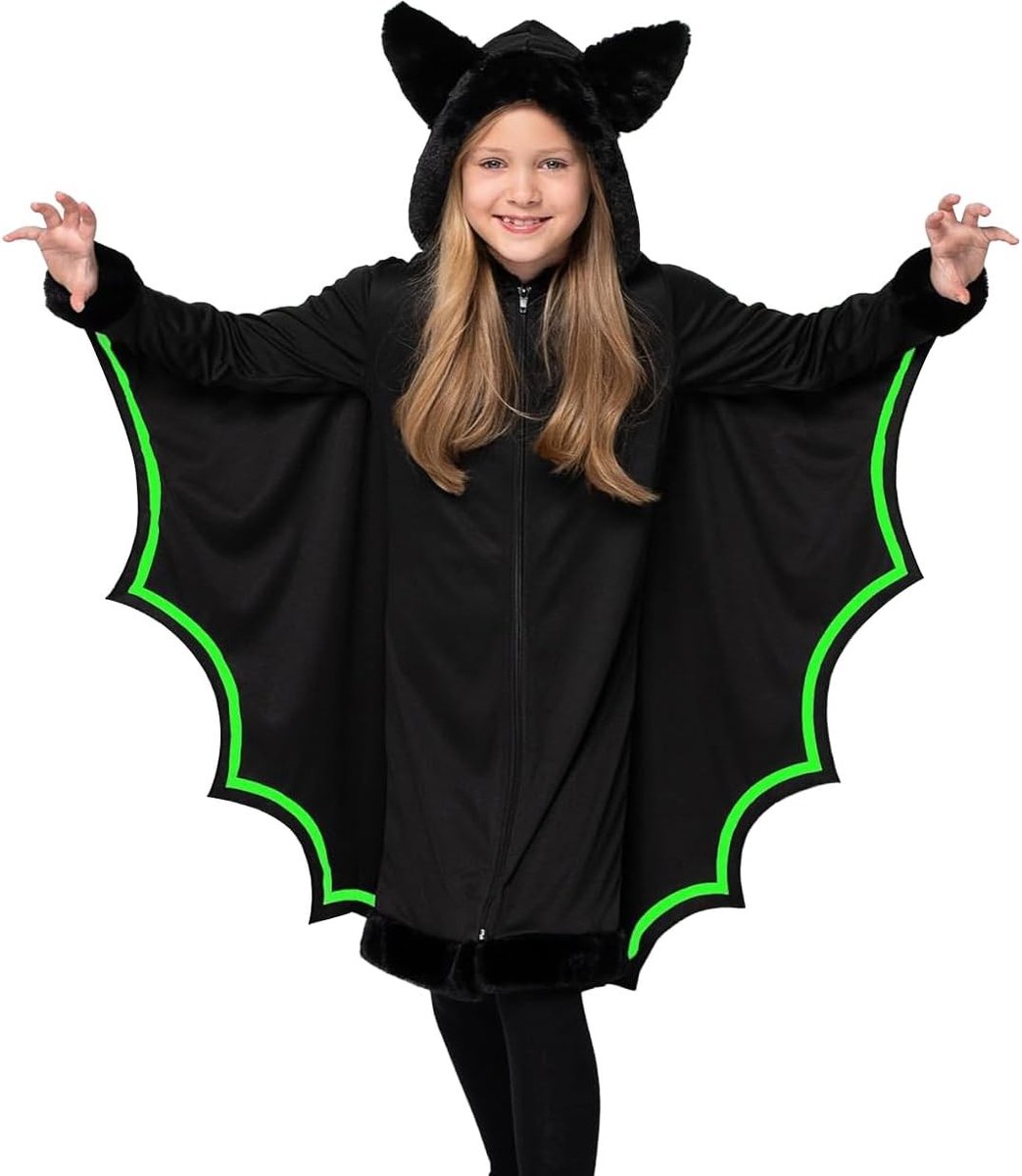 Vampier Vleermuis Kostuum voor Meisjes met Oplichtende Vleugels, Perfect voor Halloween en Verkleedfeestjes