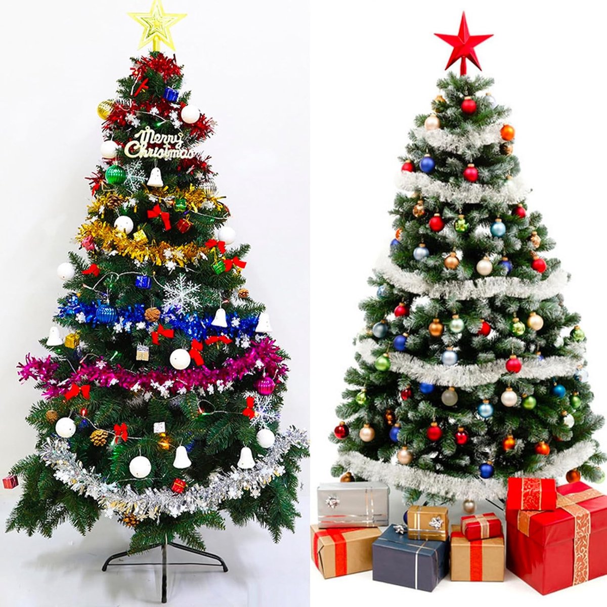 6 Stuks Lametta Slingers voor Kerstmis - Glanzende Decoratie voor de Kerstboom, Feestelijke Versiering en Kerstdecoratie in Zilver – foto 4