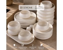 OZ Home Bricard Aragon Serviesset 27-delig Wit – Porseleinen Servies voor 6 Personen – Organische…