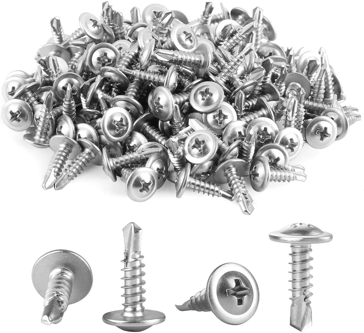 Roestvrijstalen Zelfborende Schroeven 150 stuks M4.2x16mm voor Metaal, Bouw en Bevestiging