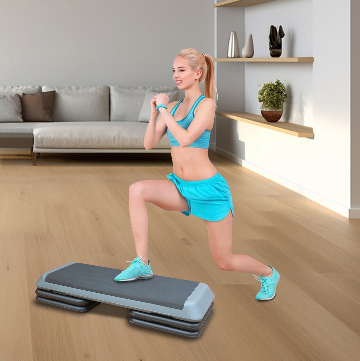 MODFU - Aerobic Step Platform - Verstelbaar - Antislip - Grijs - 110 Cm