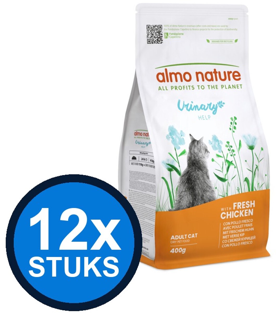 12x Almo Nature Functional - Kattenvoer Droogvoer - Urinary Help - Kip - 400g