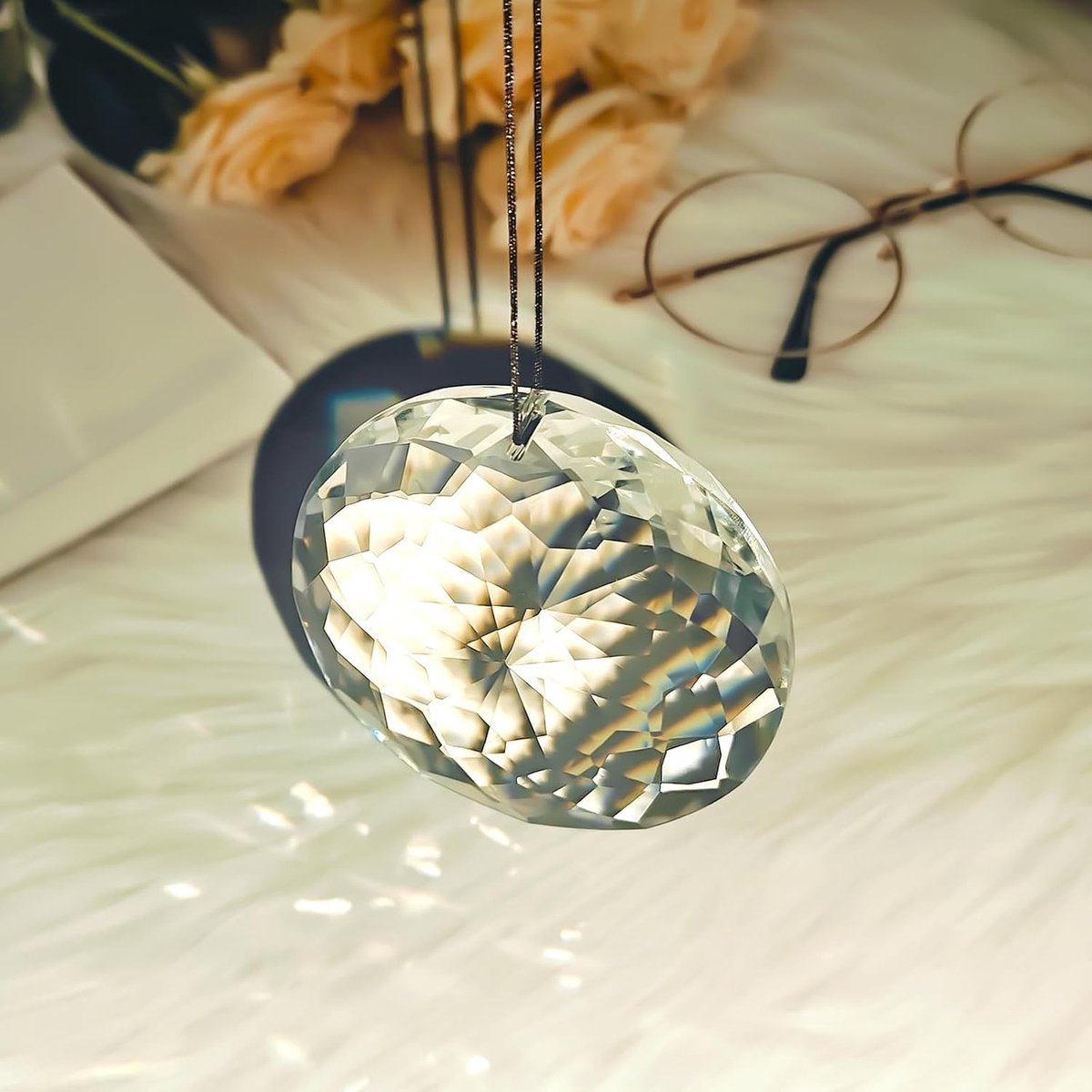 Hanging Faceted Crystals van 75mm, Decoratieve Kristallen Zonvangers, Prismatische Raamdecoratie voor Thuis, Tuin en Bruiloft