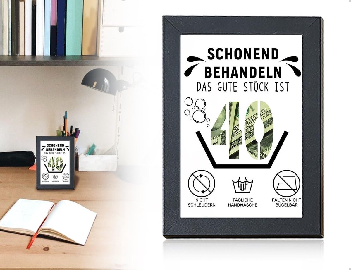 Grappige 40ste verjaardag kaart en fotolijst voor vrienden en familie, perfect voor slaapkamer en woonkamer