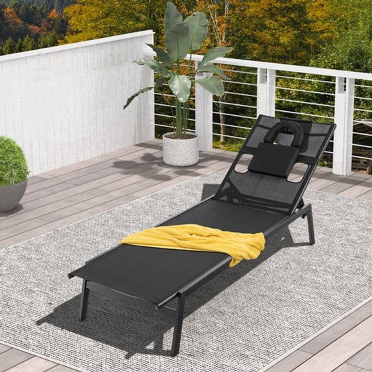 Luchtbed 5-Positie Met Gezichtsgat - Ligstoel Voor Buiten - 162x65 cm - Opblaasbaar - Voor Zwembad En Tuin