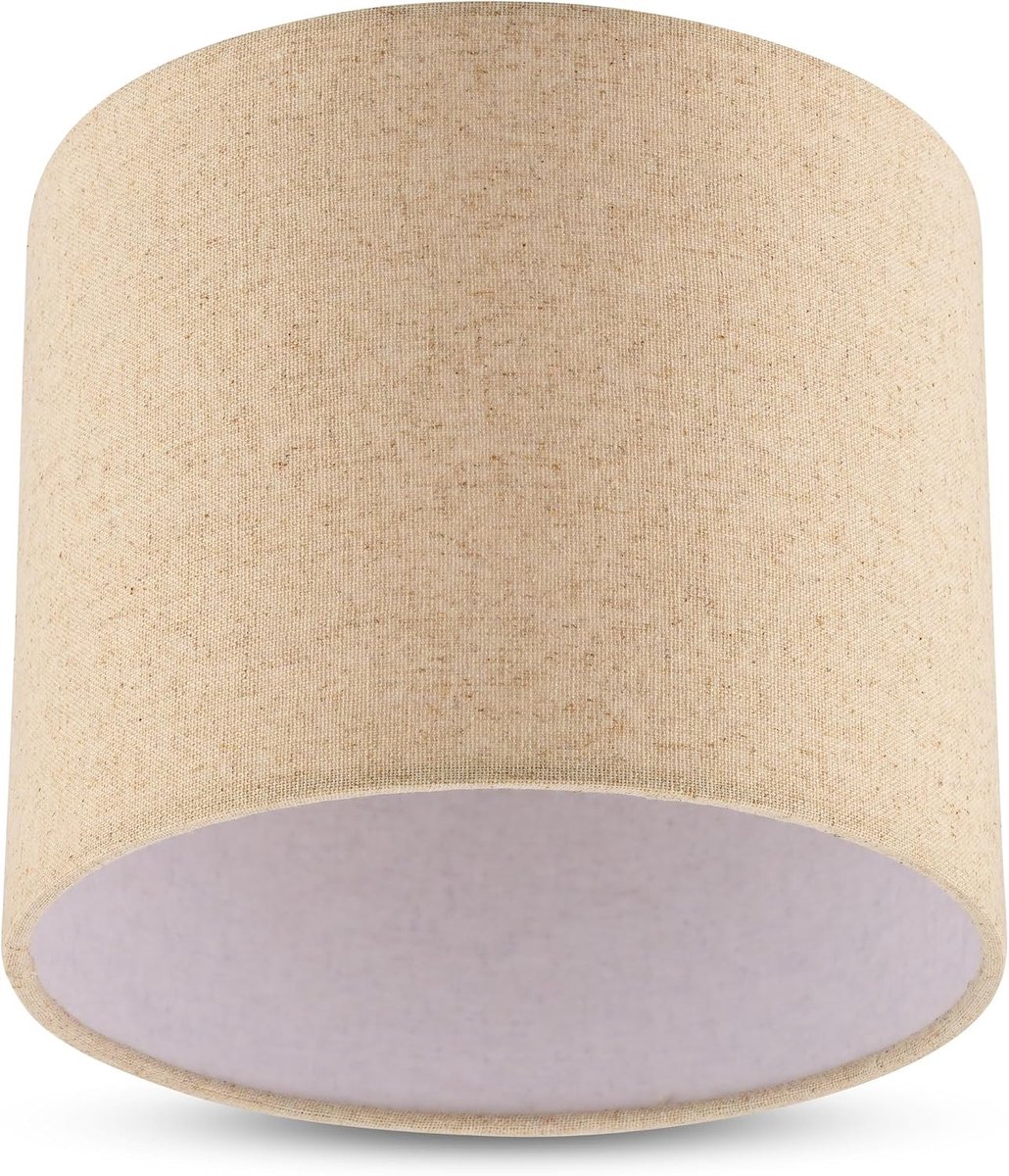 Lampenkap - Taupe - Ø 20 cm - Linnen Stoffen Rond - Voor Hanglamp en Tafellamp met E27 Fitting
