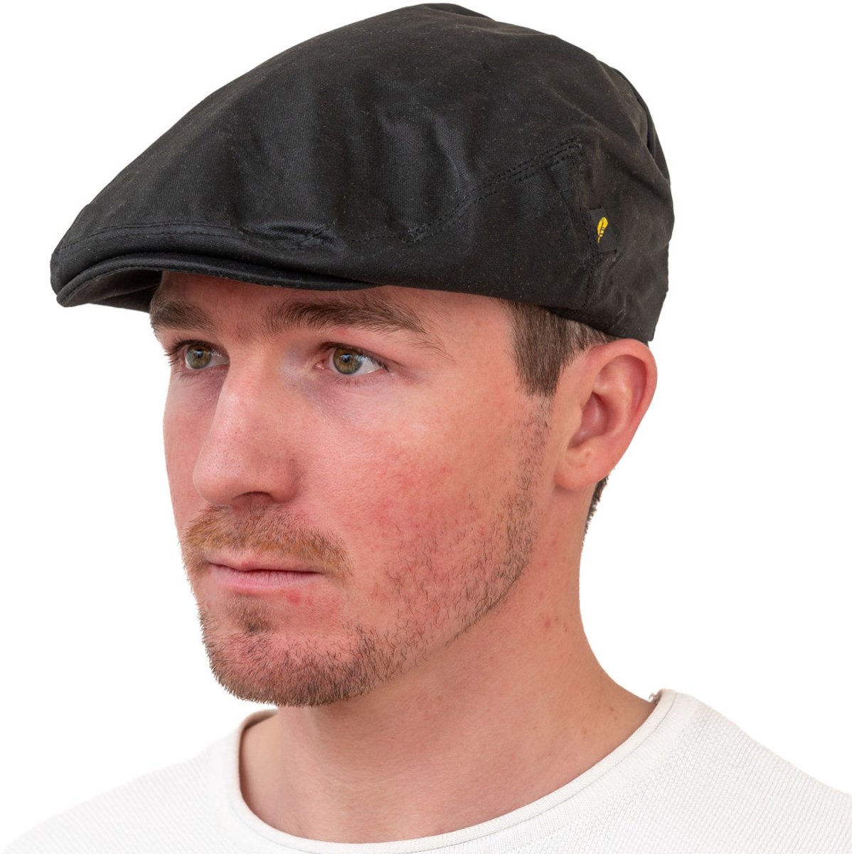Hatman of Ireland The Dubliner Wax Cap Black – 100% Gewaxt Katoen – Zwarte Flat Cap Maat Xtra Large ( 60/61cm)