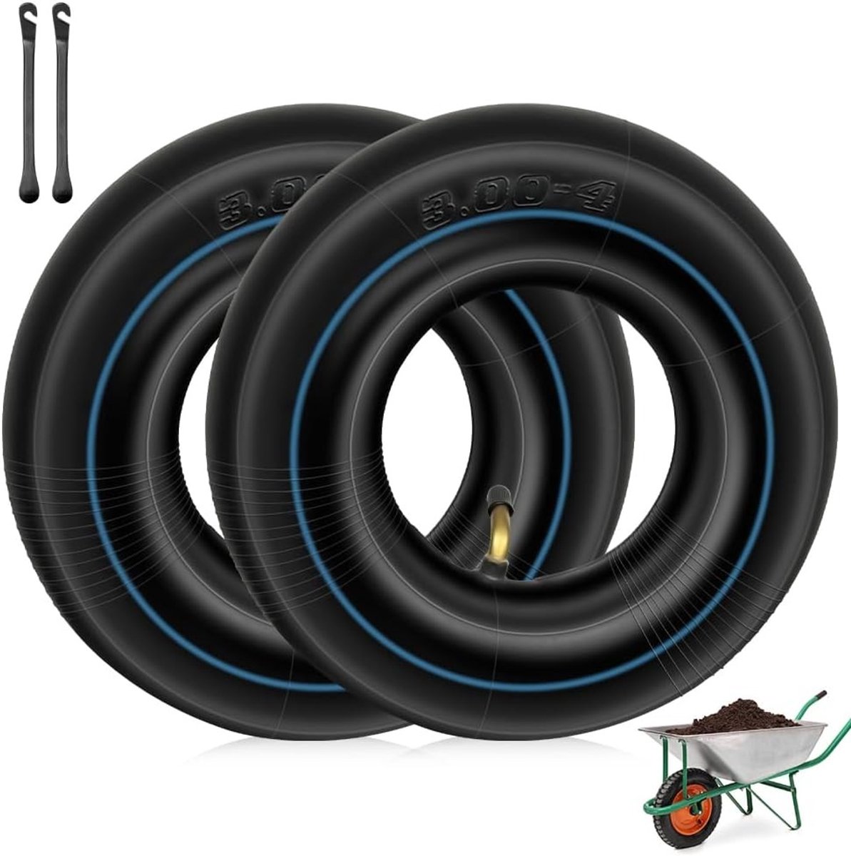 Kruiwagenband - Zwart - 260 x 85 mm - Duurzame Binnenslang met Noppenprofiel - Voor Kruiwagen en Handkar