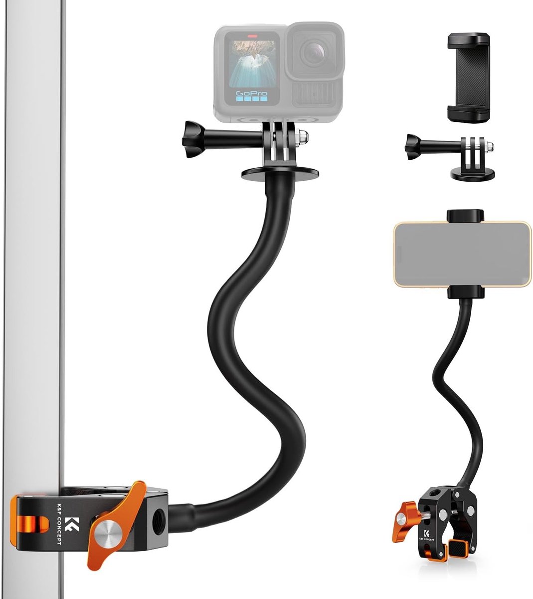 Magic arm klem - Zwart - Super Clamp met Zwanenhalshouder - Universele Bevestiging voor Camera en Accessoires