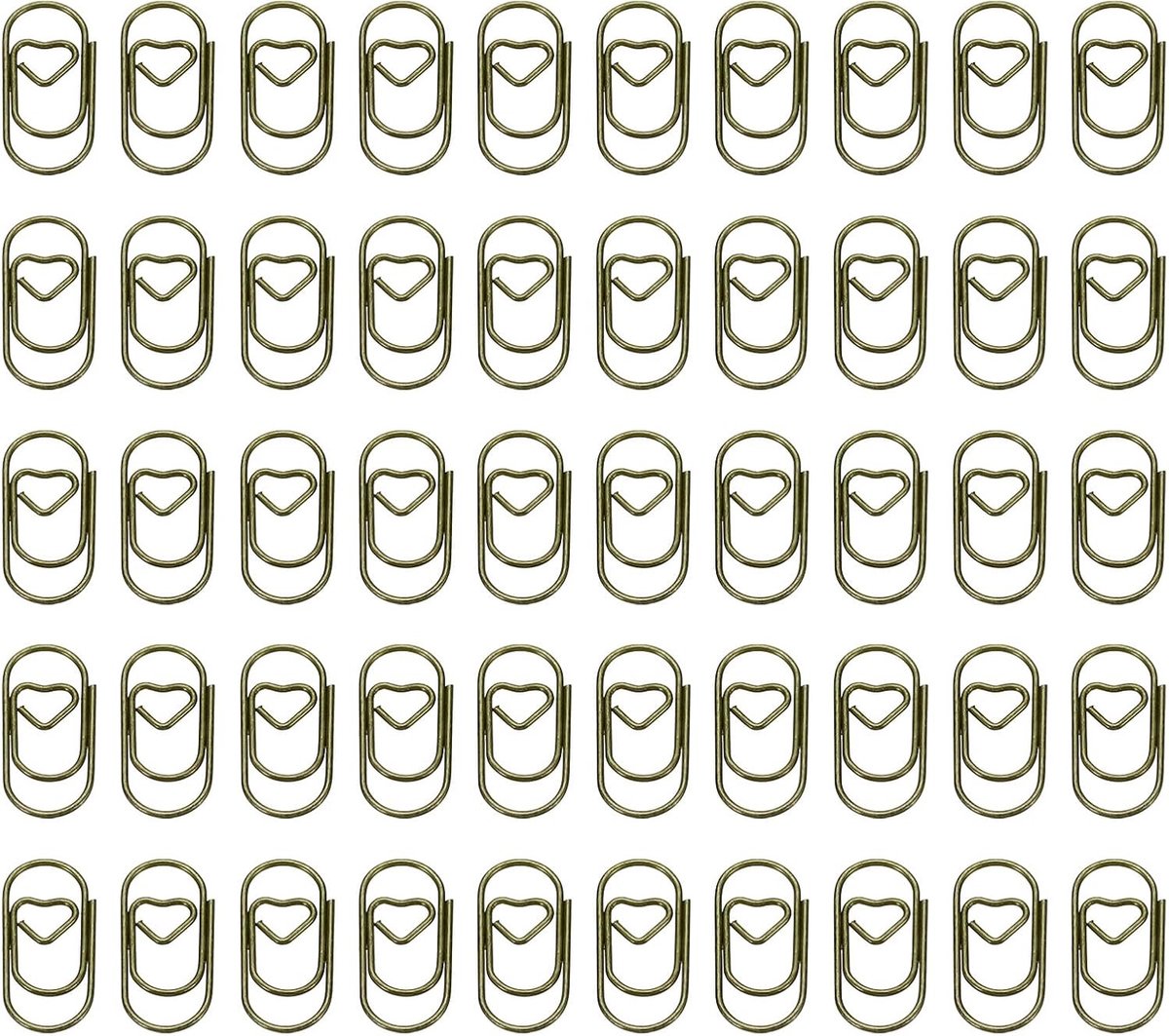 100 Stuks Hartvormige Paperclips, Ideaal voor Kantoor, Creatieve Projecten en Thuisgebruik, Bronzen Kleur, 0.75 Inch