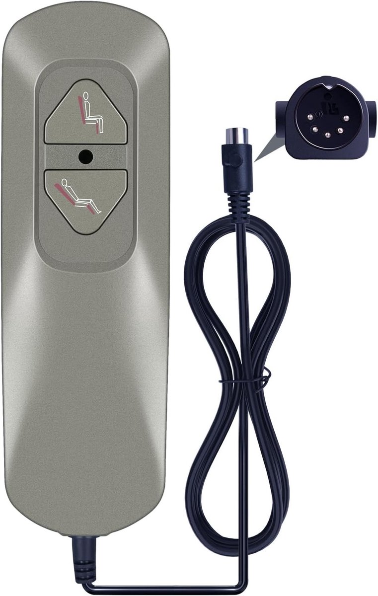 Handbediening relaxfauteuil - Zwart - 2 Knoppen - Elektrische Afstandsbediening met 4-pins Kabel - Voor Verstelbare Fauteuils en Banken