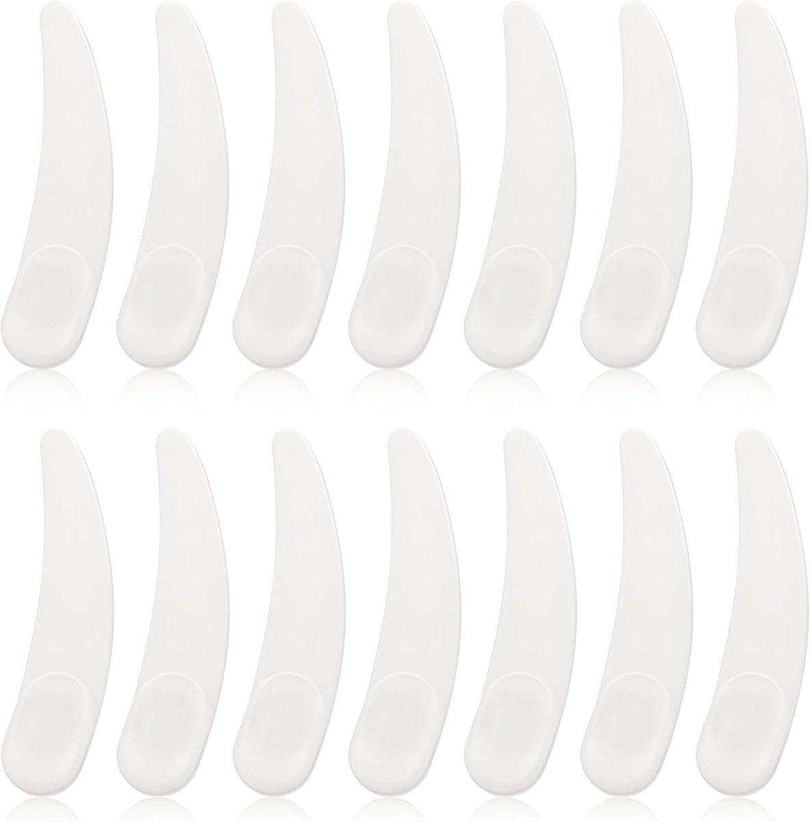 Set van 100 Curved Spatula's voor Cosmetica, Herbruikbare Plastic Spatula's, Mini Make-up Lepels voor Maskers en Reinigingsgel
