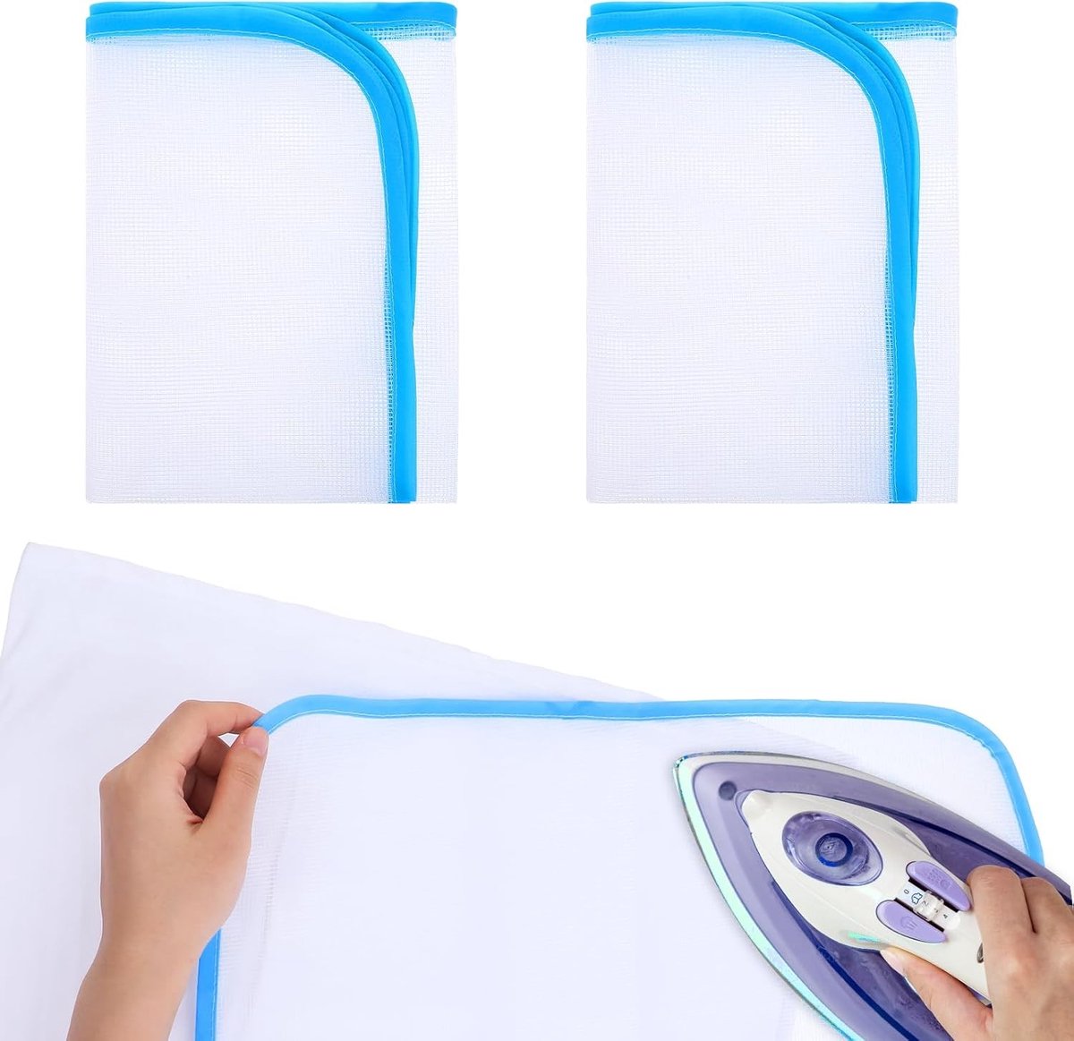 2 Pack Strijkdoek voor Strijken met Scorch Mesh - Bescherming voor Stof, Naaiwerk en Strijkijzer - 23.6×15.8 cm, Ideaal voor Strijkwerk en Kledingverzorging