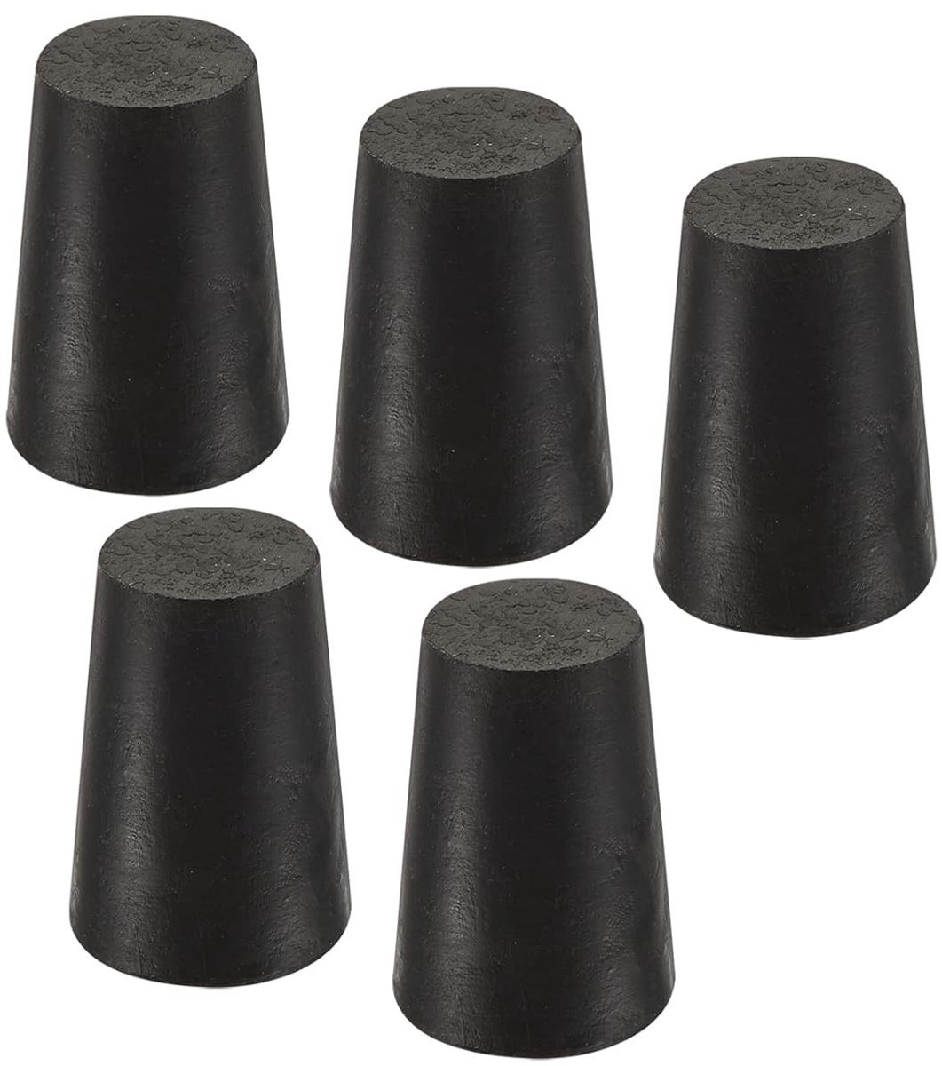 Set van 5 Rubber Stoppen voor Hoge Temperatuur - Taper Caps voor Gatbescherming in Laboratorium en Industrie (Zwart, 13mm tot 17mm)