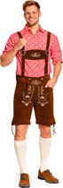 Lederhosen Man – Lederhose Heren 100% Amara Lederlook met Bretels – Oktoberfest Heren – Tiroler Broek Heren – Steinbock – Partyxclusive – Donkerbruin – Maat L