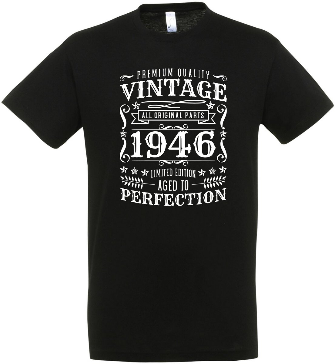 Vintage 1946 Aged To Perfection T-shirt - Verjaardag en feest cadeau - Cadeau tip - Aged To Perfection - 80 jaar cadeau - 80 jaar - T-shirt - 1946 - Heren - Vader Cadeau - Maat S
