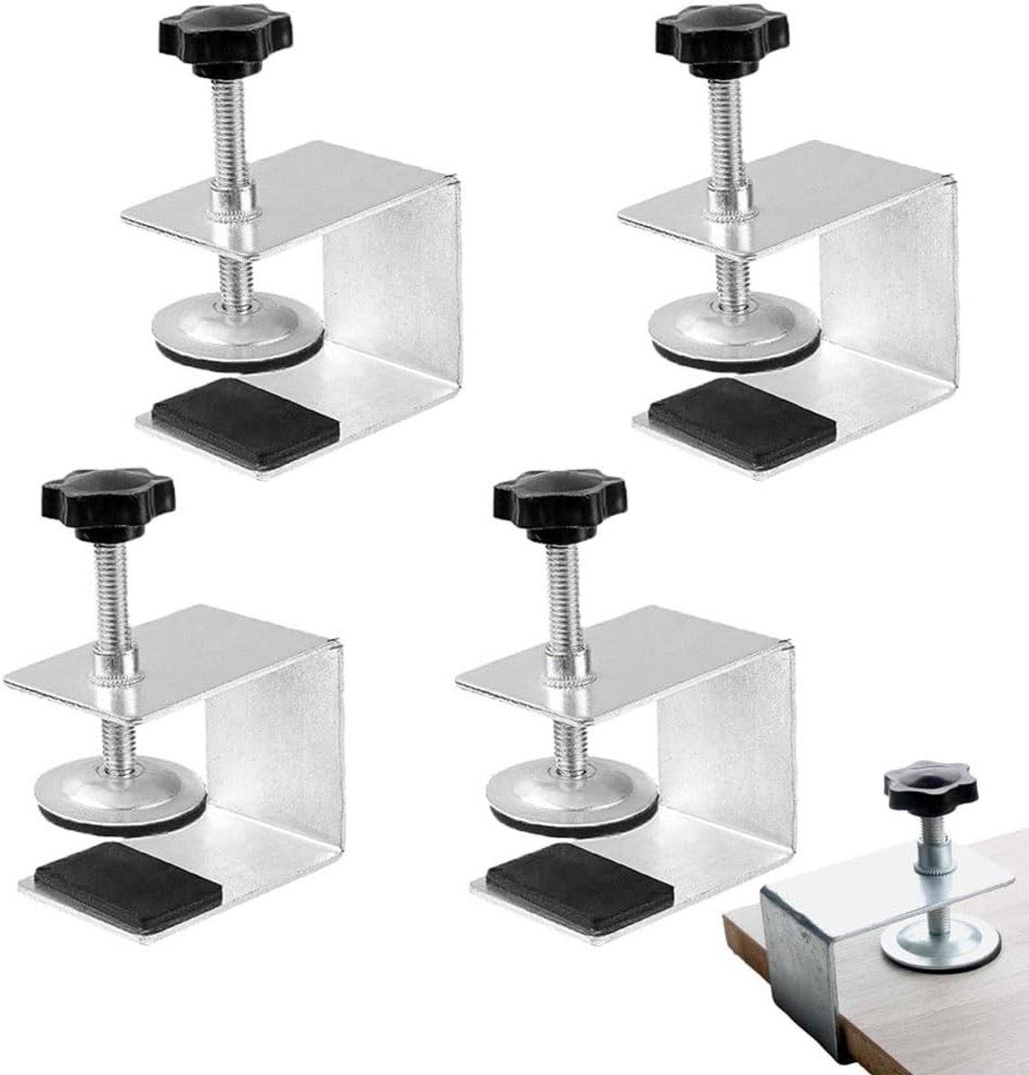 Hoekklem houtbewerking - Zilver - 4 stuks - Roestvrijstalen ladebevestigingsclips - Voor meubels en houtbewerking