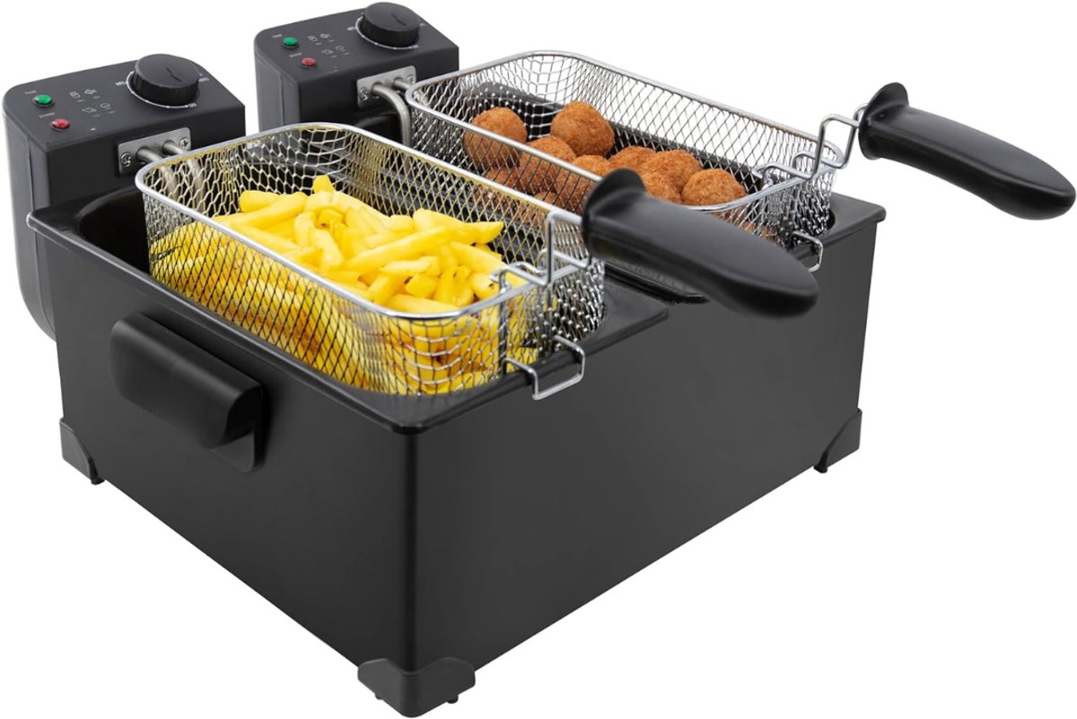 MIRA® Frituurpan - Dubbele Frituurpan - Friteuse - Dubbele Friteuse - Zwart - 41cm x 41cm x 26cm