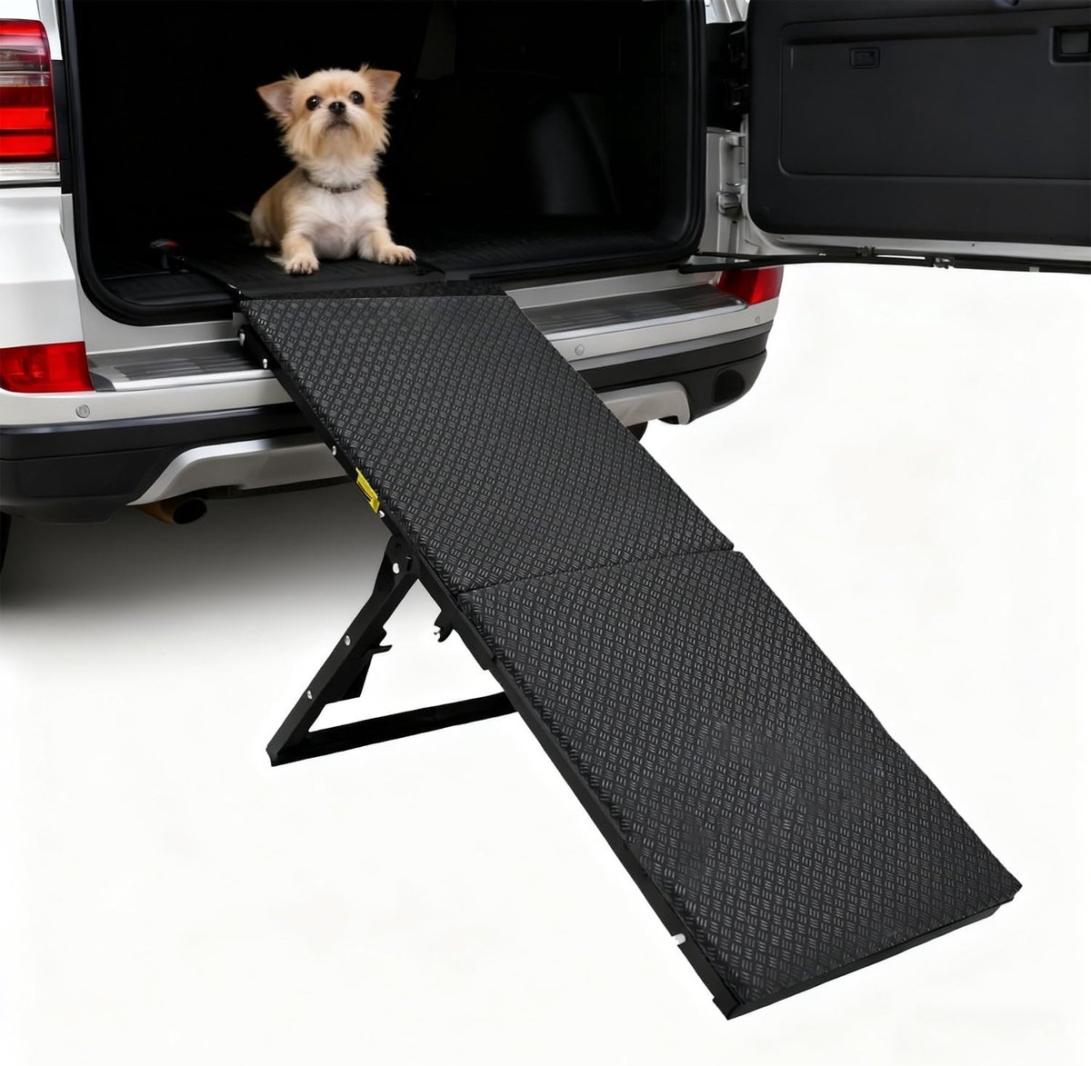 Verstelbare Opvouwbare Hondentrap van Metaal voor Oudere en Kleine Honden tot 40 kg, Ideaal voor Bed en Auto, Hoogte 33.5 - 46.5 cm