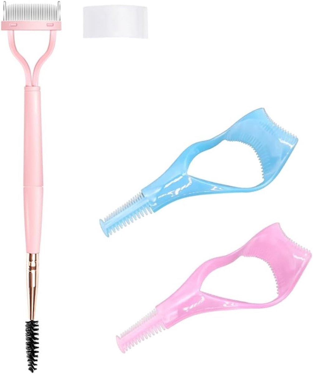 Set van 3 Professionele Oogmake-up Tools: Wenkbrauwborstels, Wimperverdeler en Wenkbrauwkam voor Perfecte Ogen