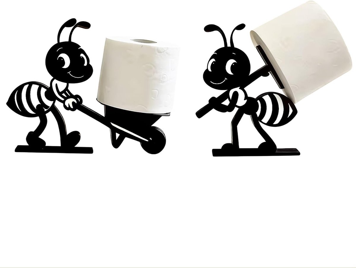 Set van 2 Anten Toiletpapierhouders - Grappige Badkameraccessoire - 3D Geprinte Zwarte Mieren voor Toiletpapier en Decoratie