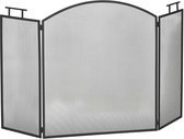 HOMCOM-Kaminschirm-Metall-128B x 2T x 76,5H cm-Schwarz