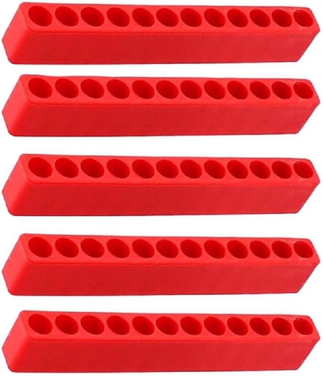 5-delige Bitopslagset met 12 gaten - Plastic Bit Houder voor Schroevendraaiers en Hex Bits, Ideaal voor Gereedschapsopslag en Organisatie