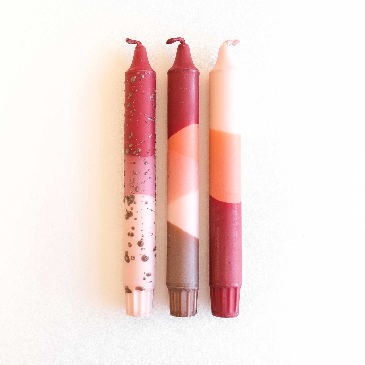 Dip Dye Dinerkaarsen Stearine - Herfst Kaarsen - Set van 3 - Nordtrice Autumn Nude - 20 cm - Handgemaakte Kaarsen — cadeau in Wonen & Interieur - foto 2