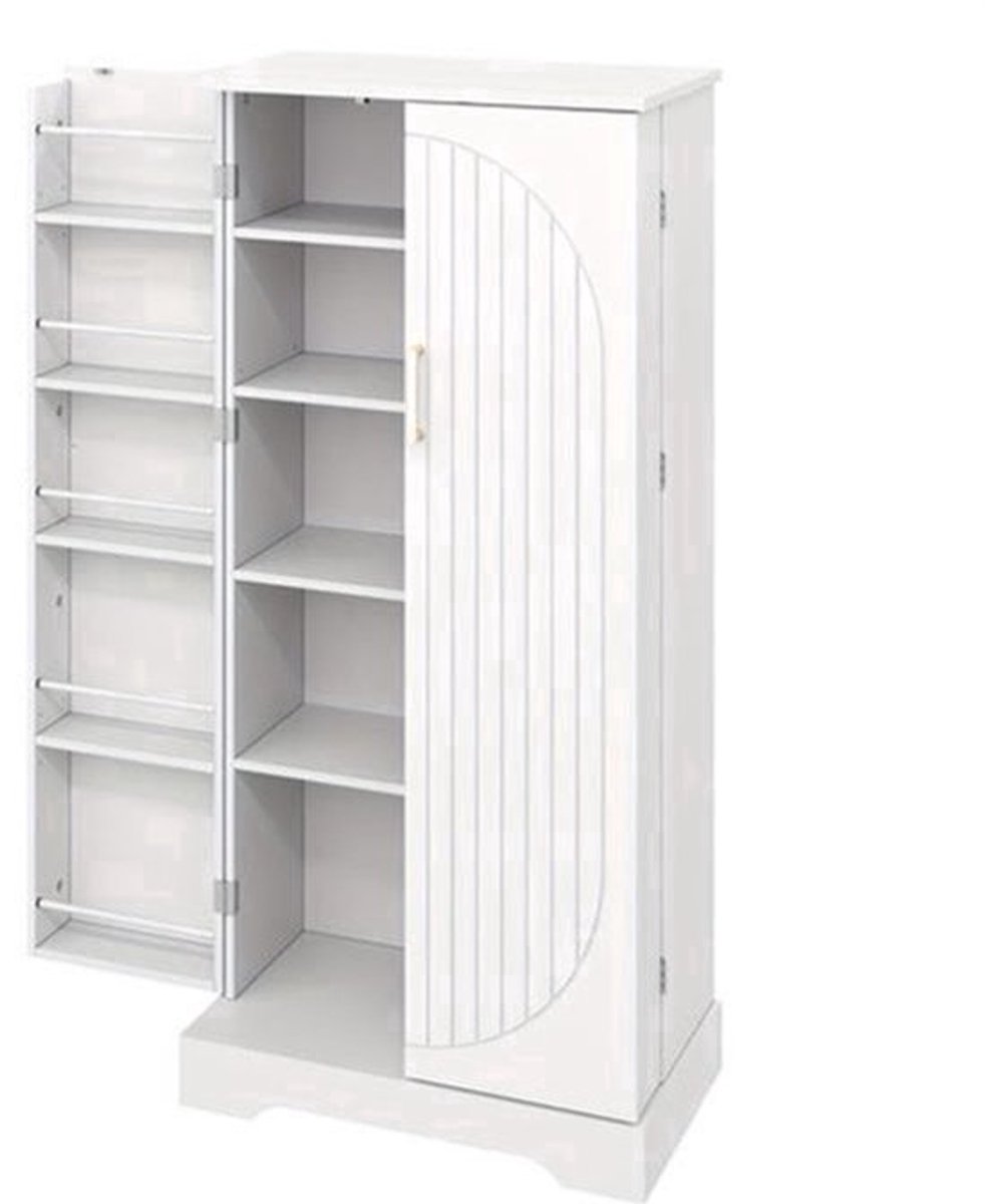 Witte Keukenkast – Opbergkast – Kast – Keukenmeubel – Stellingkast – Verstelbare Planken – Anti-Kantelbeveiliging – Metaal – 60x35x128 cm