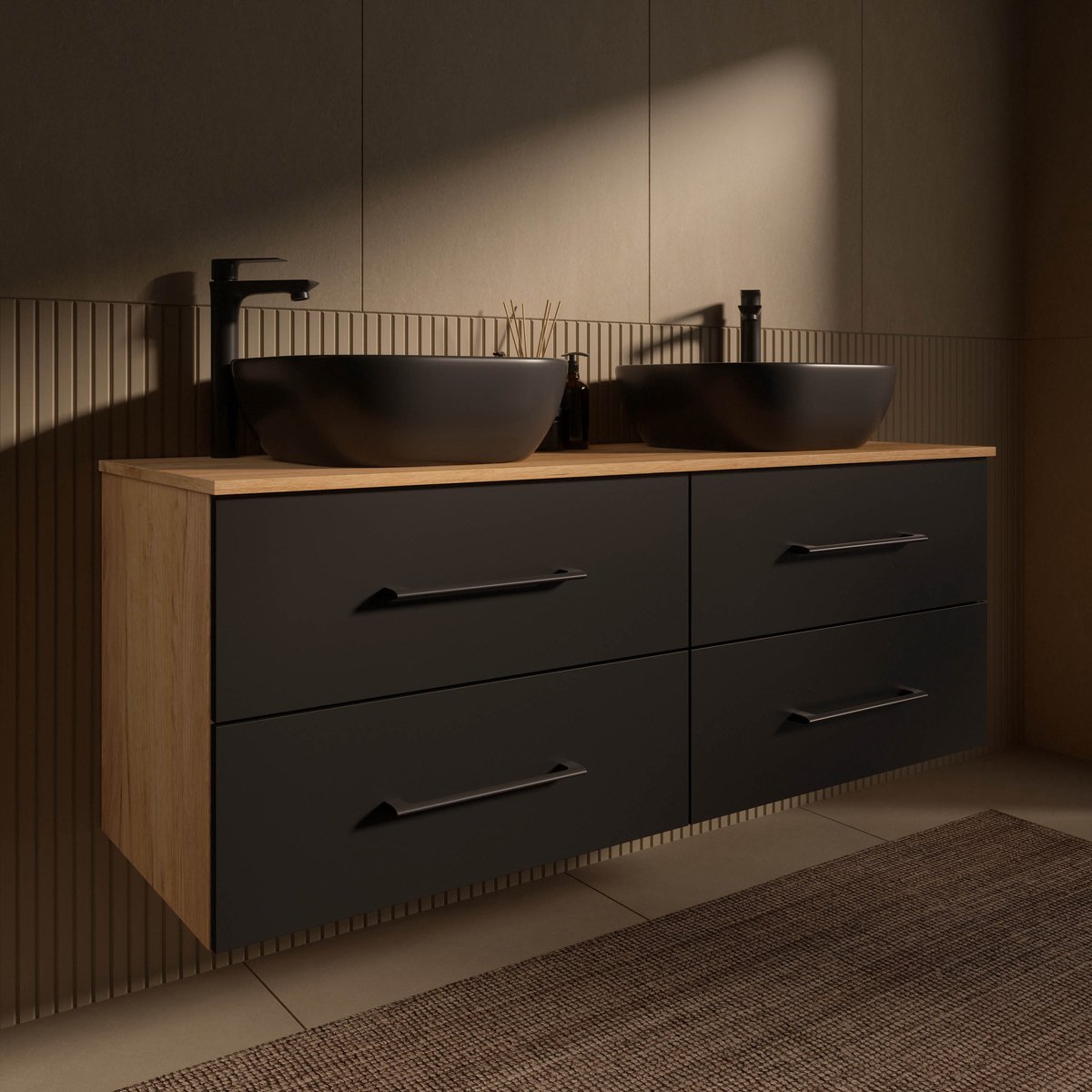 Planetmöbel LUX Dubbel Badmeubel 140 cm 2x Wastafel 42 cm Wit