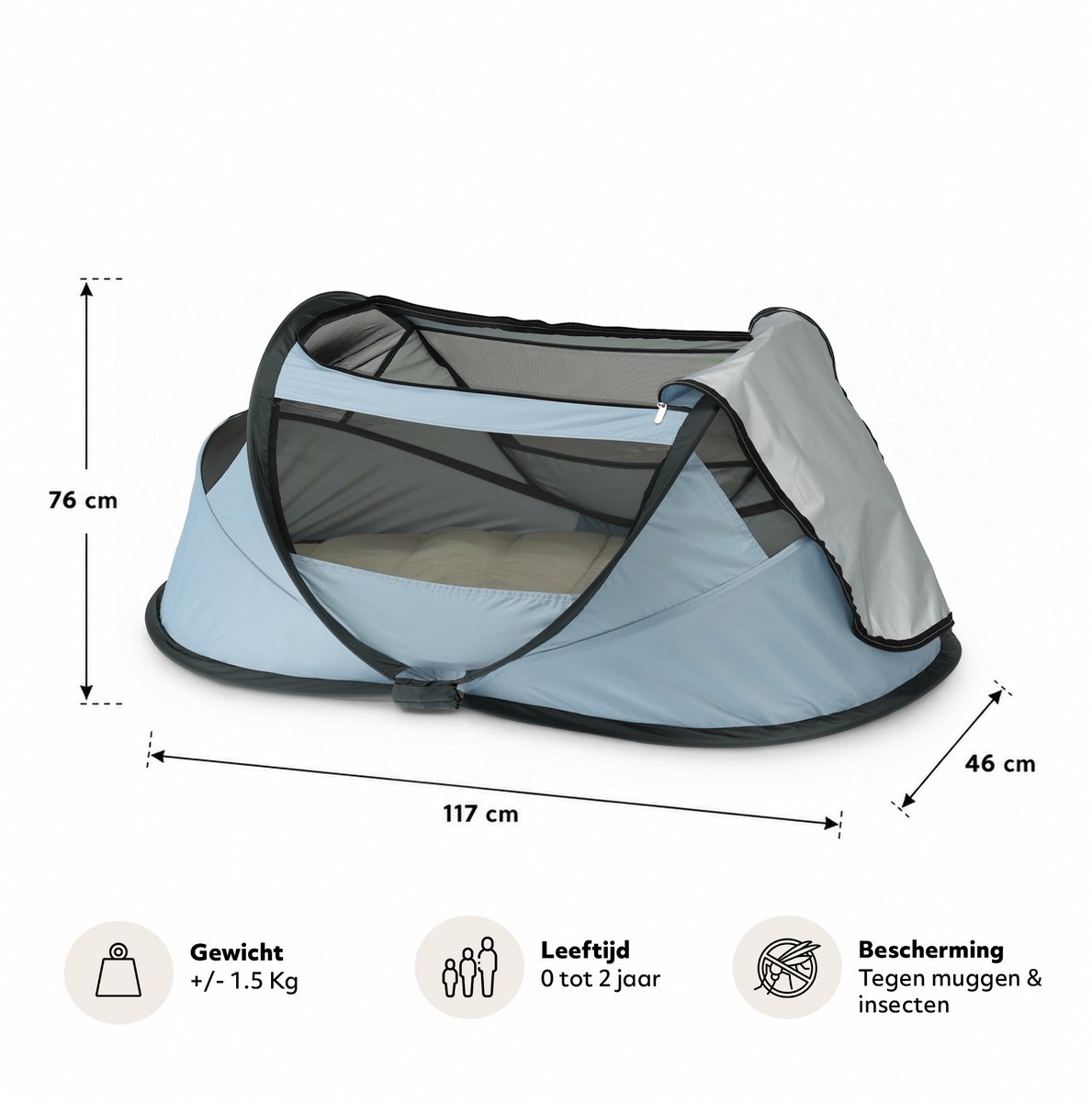 Deryan BabyBox Campingbedje - baby tentje - Blue – foto 2
