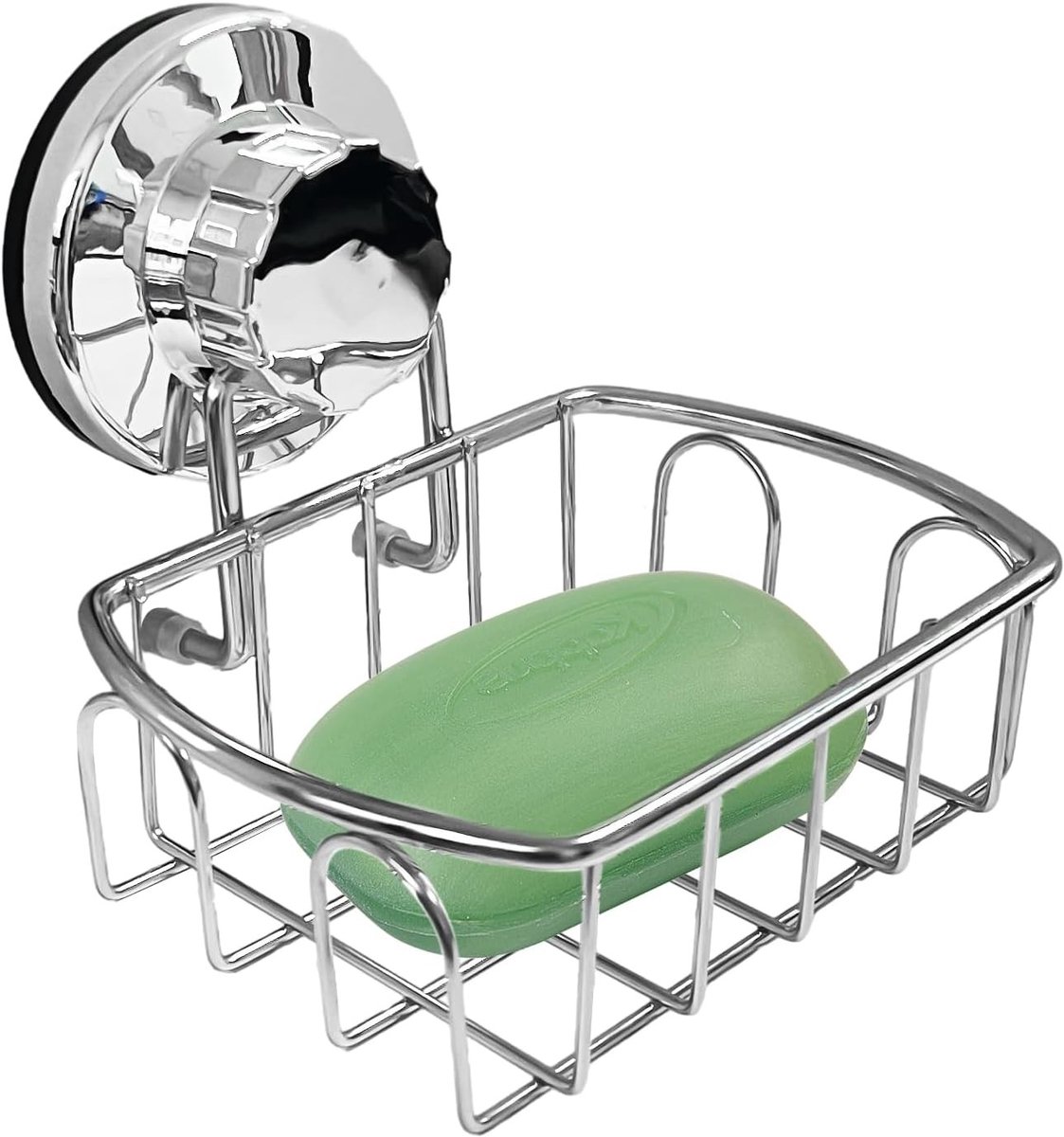 Praktische zeepdispenser met zuignap, roestvrijstalen sponshouder voor badkamer, toilet en keuken (15 x 14 x 8 cm)