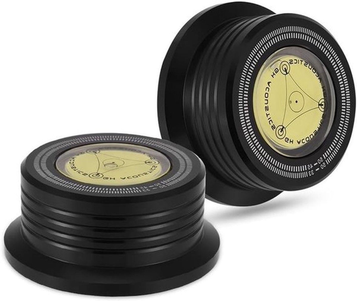3 in 1 Platenspeler Klem met Bubble Level - Stabilizer voor LP's, Vermindert Geluid en Verbetert Geluidsweergave (Zwart)