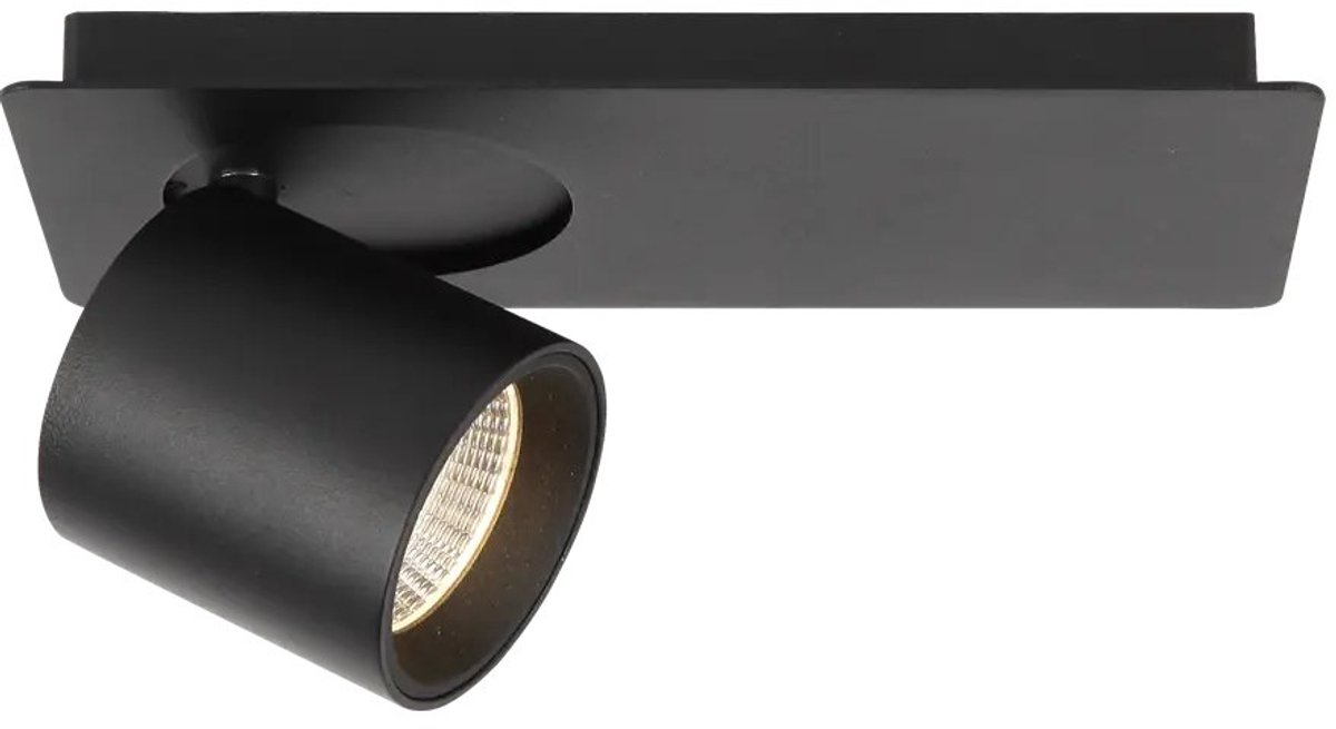 Oyo LED opbouwspot met 1 lichtpunt, 7,5W LED vast ingebouwd, 620 lumen, 2700K warm wit, IP40, kantelbaar, zwart