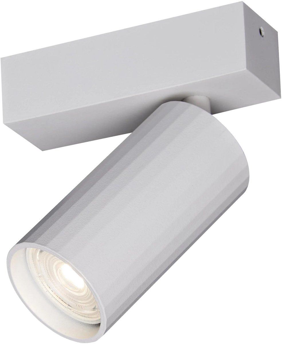 Oryx opbouwspot uit de Deco-collectie, wit aluminium met MR11-fitting, richtbaar en dimbaar, lichtbron niet inbegrepen.