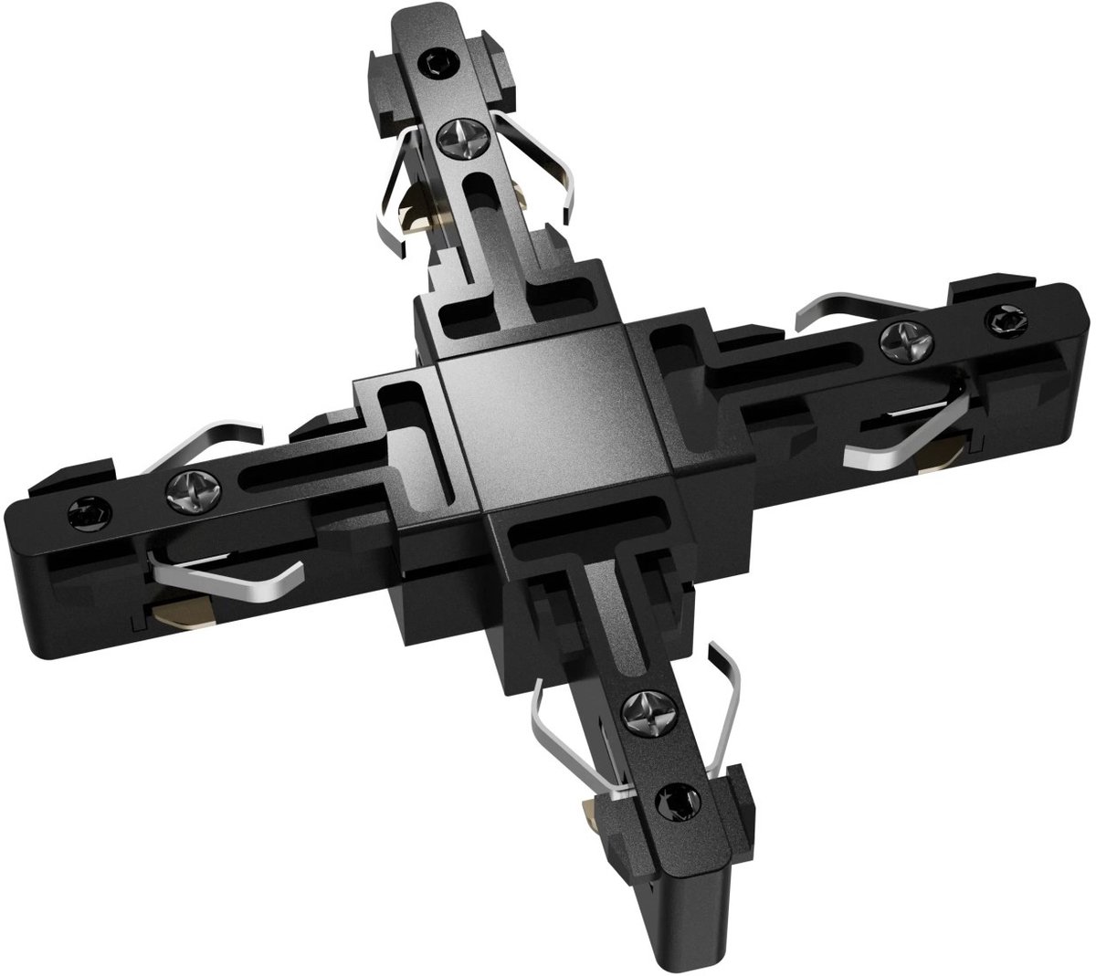 Micro Line X-connector zwart – kruisstuk voor het Micro Line railsysteem, aluminium, IP20, dimbaar