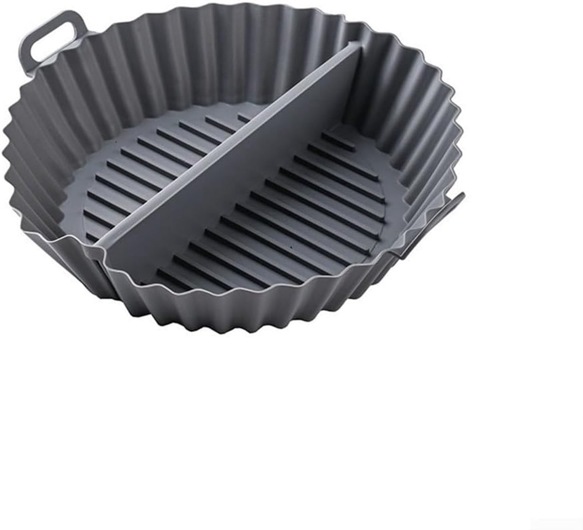 Airfryer bakplaat – Airfryer accessoires – Ronde Silicone Baking Tray met Verdeling – Non-Stick Hittebestendig Bakvorm voor Oven & Airfryer – Geschikt voor Cakes, Cookies & Muffins – 20×20×4.5 cm – Grijs – 2 stuks