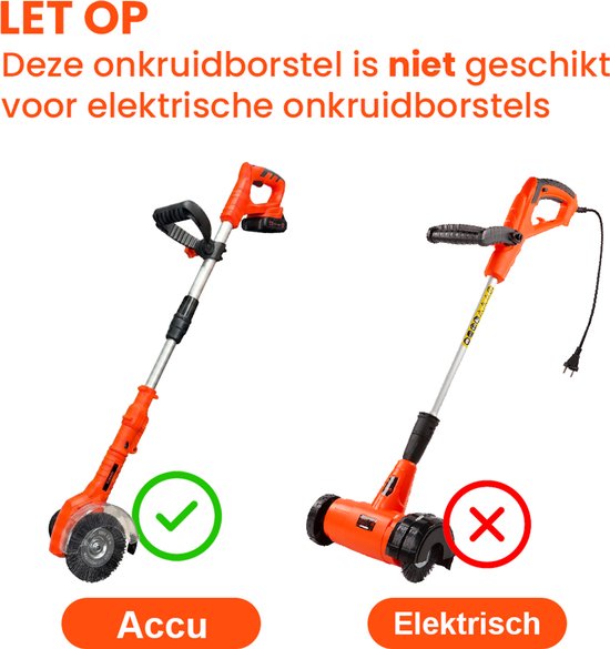 Kibani Borstelset voor Accu Onkruidborstel 21V - Stalen en Nylon Borstel - 2 Stuks - Vervangingsborstels - Voegenborstel - Onkruidverwijderaar — afbeelding 3