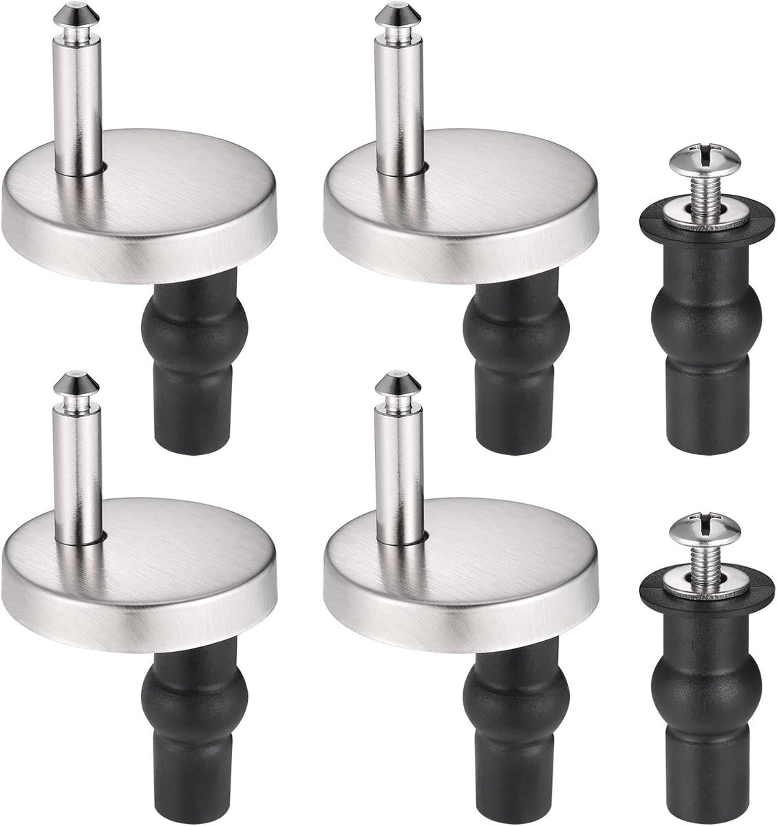 6-delige Universele Toiletbril Bevestigingsset met Snelle Ontgrendeling en RVS Schroeven voor WC met Blinde Gaten (Diameter 45mm)