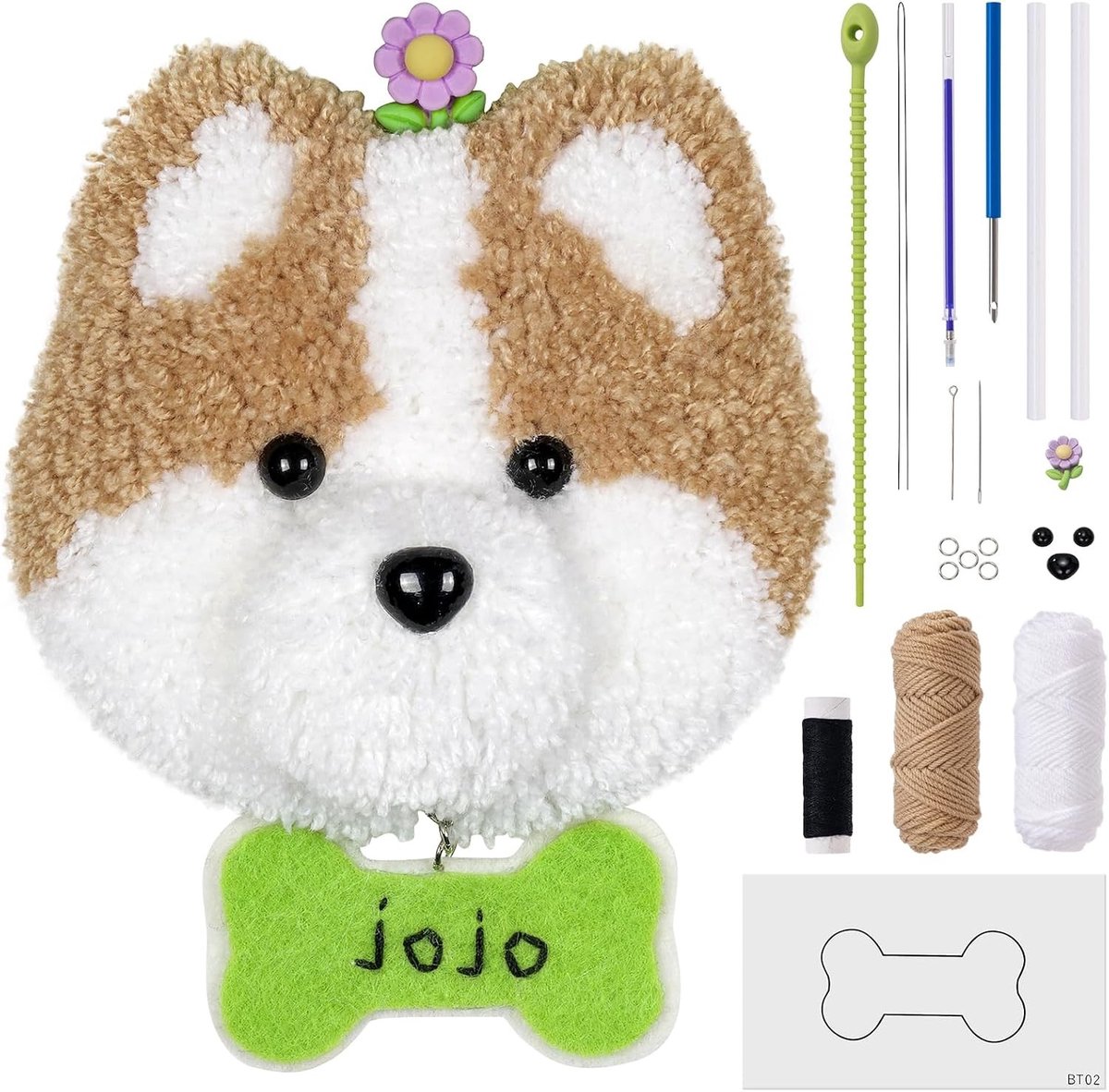 Punch Needle Kit voor Beginners met Schattige Hondenpatronen - Inclusief Gereedschap en Instructies voor Eenvoudige Borduurprojecten en Creatieve Kerstcadeaus