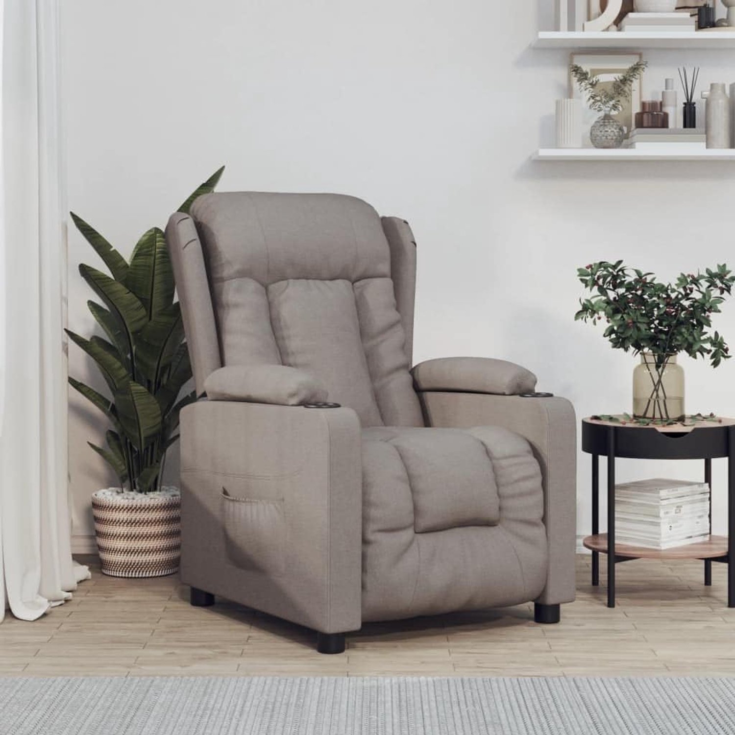 Elektrische Relaxfauteuil Taupe – Comfortabele TV Stoel met Verstelbare Rugleuning en Voetensteun